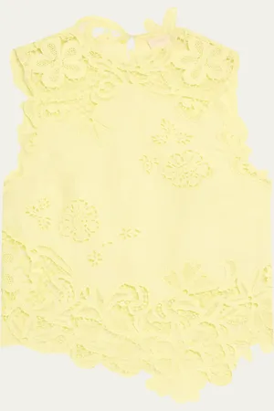 ULLA JOHNSON Marlis Lace Embroidered Top