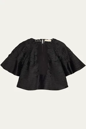 ULLA JOHNSON Marlo Textured Silk Blouse