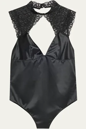 Simone Pérèle Symphonie Embroidered-Trim Satin Bodysuit