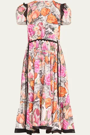 3.1 Phillip Lim Floral Collage Tulip-Sleeve Midi Dress