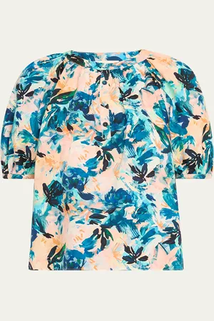 ULLA JOHNSON Vienne Floral Puff-Sleeve Blouse