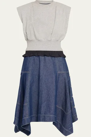 3.1 Phillip Lim Mixed-Media Sleeveless French Terry Midi Dress