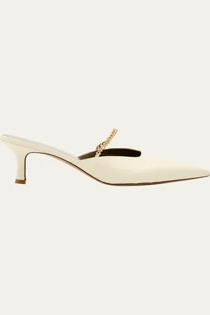 Maria Luca Leather Chain Kitten Mule Pumps