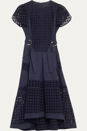 3.1 Phillip Lim Grid Broderie Anglaise Tulip Midi Dress