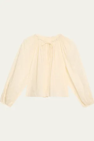 ULLA JOHNSON Ada Dot Tie-Neck Blouse
