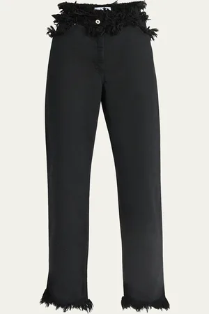 Salvatore Ferragamo Frayed High-Rise Straight-Leg Pants