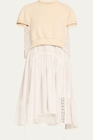 3.1 Phillip Lim Mixed-Media Broderie Anglaise Midi Dress