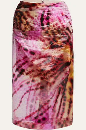 DRIES VAN NOTEN Sami Printed Drape Midi Skirt