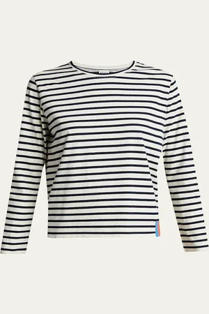 KULE Crewneck Long-Sleeve Striped Cotton Top