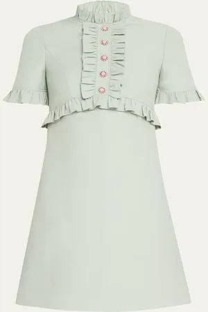 VALENTINO GARAVANI Ruffle Button Short-Sleeve Mini Dress