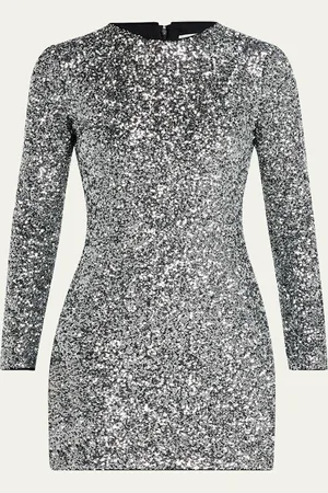 Frame Long-Sleeve Sequined Mini Dress