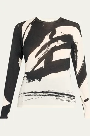 Jason Wu Abstract Long Sleeve Merino Wool Sweater