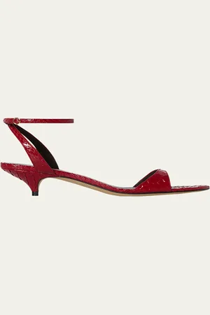 The Row Vika Snakeskin Ankle-Strap Sandals