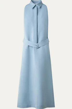 AKRIS Kent Collar Midi Linen Shirt Dress