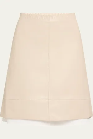 Simkhai Aubria Layered Faux Leather Skirt