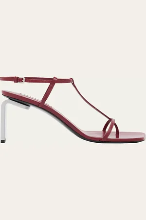 Jil Sander Leather T-Strap Heeled Sandals