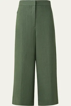 AKRIS Filip Washed Raw Linen Straight-Leg Crop Pants