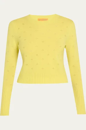 Guest In Residence Shrunken Pointelle Crewneck Cashmere Pullover