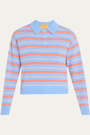Guest In Residence Collegiate Stripe Cashmere Polo