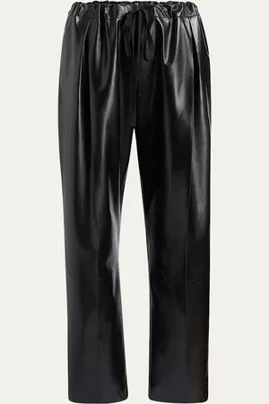 Khaite Trenton Straight Drawstring Leather Pants