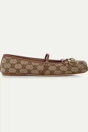 Gucci GG Canvas Horsebit Ballerina Flats