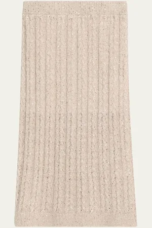 Brunello Cucinelli Sequined Cable Knit Body-Con Midi Skirt