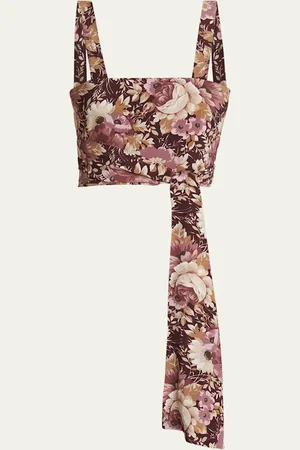 Chloé Rose Print Cropped Silk Top