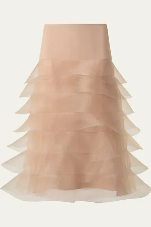 AKRIS Ruffle Tulle Midi Skirt
