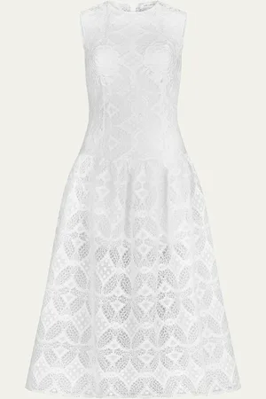Silvia Tcherassi Paola Floral Applique Guipure Midi Dress