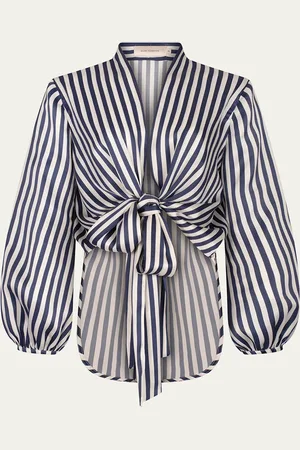 Silvia Tcherassi Honey Striped Tie Silk Blouse