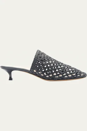 Le Monde Beryl Woven Leather Kitten Mules