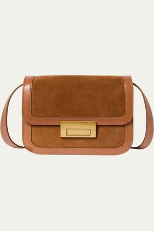 Loeffler Randall Desi Flap Suede and Leather Crossbody Bag