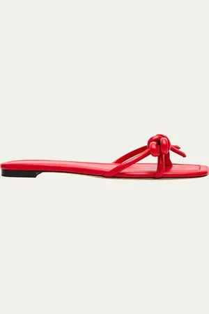 Loeffler Randall Hadley Leather Bow Flat Sandals