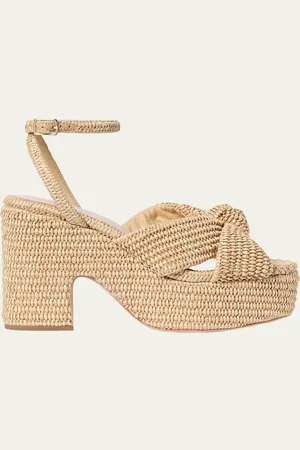 Loeffler Randall Raffia Knotted Chunky Platform Sandals