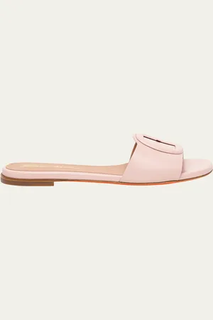 santoni Marta Leather Buckle Flat Sandals