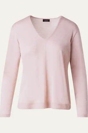 AKRIS V-Neck Cashmere-Silk Sweater