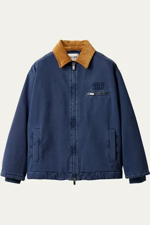 Miu Miu Cotton Trucker Jacket with Corduroy Collar