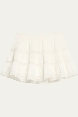 LOVESHACKFANCY Viro Lace-Trim Mini Skirt