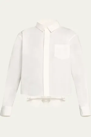 SACAI Poplin Ruffle Back Cropped Blouse