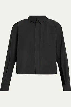 SACAI Poplin Ruffle Back Cropped Blouse