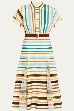 Silvia Tcherassi Odila Striped Godet Midi Shirtdress