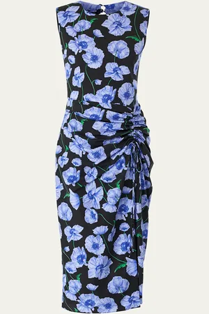 Carolina Herrera Floral Drawstring Midi Dress