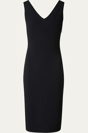 AKRIS V-Neck Sleeveless Knit Midi Dress