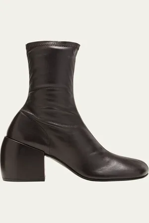 DRIES VAN NOTEN Lambskin Zip Block-Heel Booties