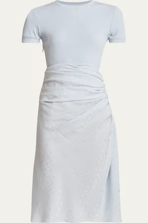 Givenchy Ruched Monogram Draped Silk Midi Dress
