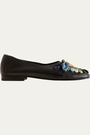 Hereu Lambskin Multicolored Lace-Up Ballerina Loafers