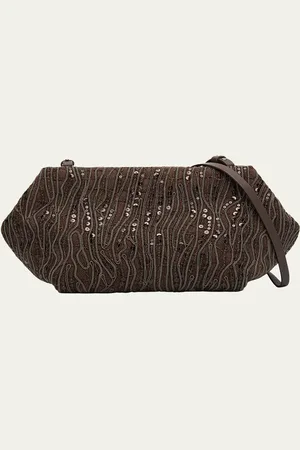 Brunello Cucinelli Pleated Mesh Monili Clutch Bag