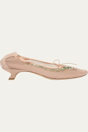 Simone Rocha Flower Embellished Mesh Ballerina Kitten Flats