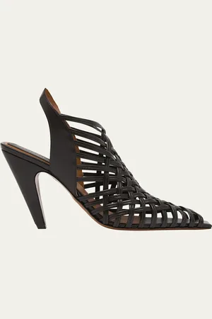 Stella McCartney Spure Woven Slingback Peep-Toe Pumps