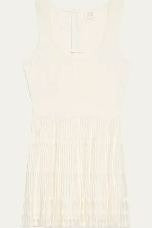Milly Ribbed Sheer-Knit Mini Dress